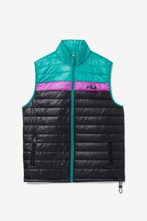 FILA Tri Vests Black / Green / Purple,Mens Clothing | CA.GTBFUJ364